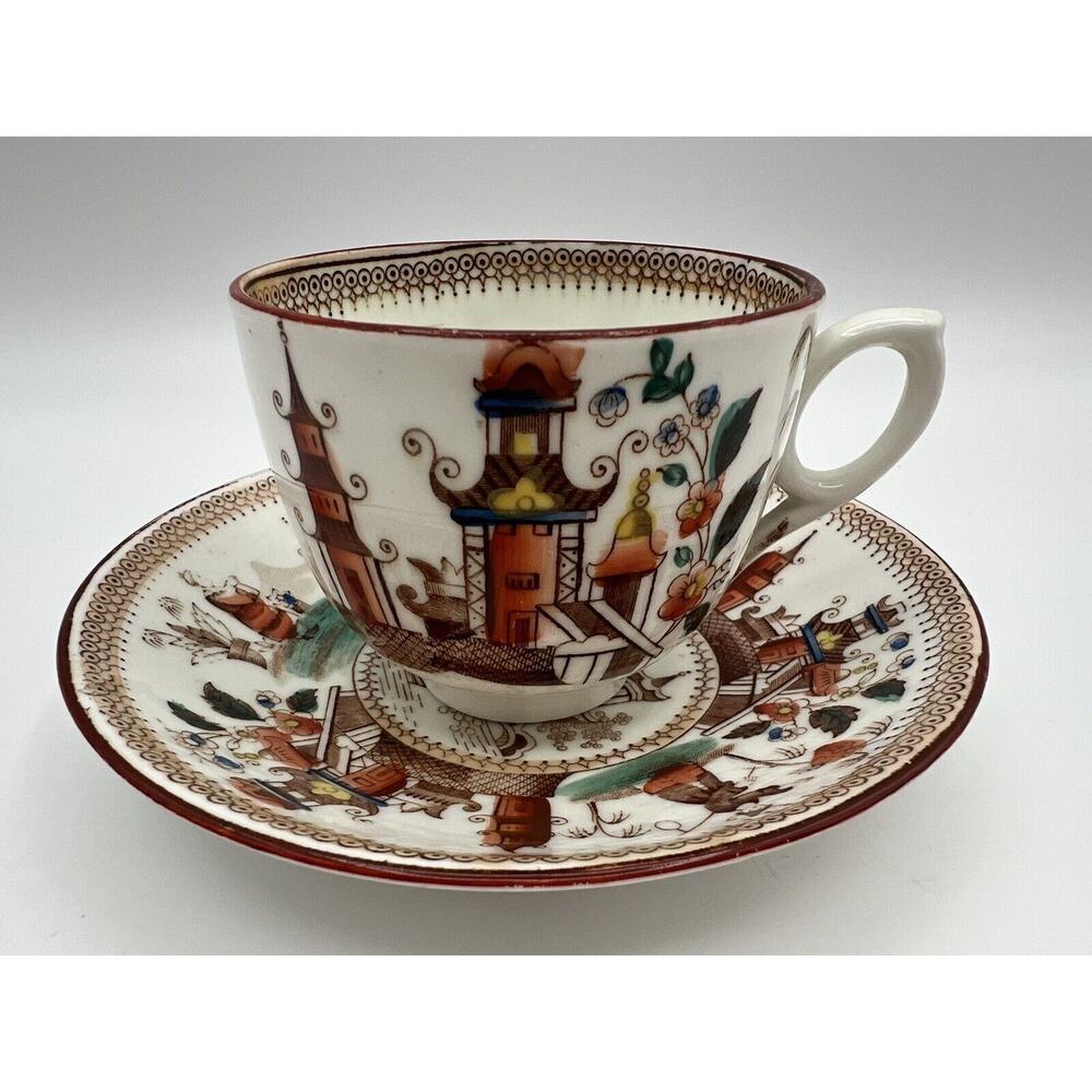 Antique Chinese Palace Qianlong Dynasty Emperor Pinyin Gugong Teacup & Saucer